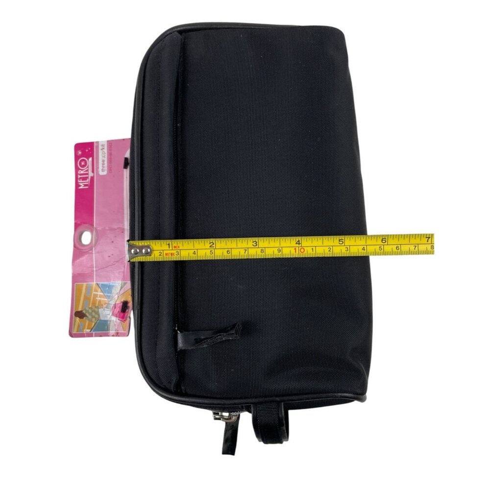 Metro Black Toiletry Case 3 Zip Kit Blue Interior - Picture 12 of 12